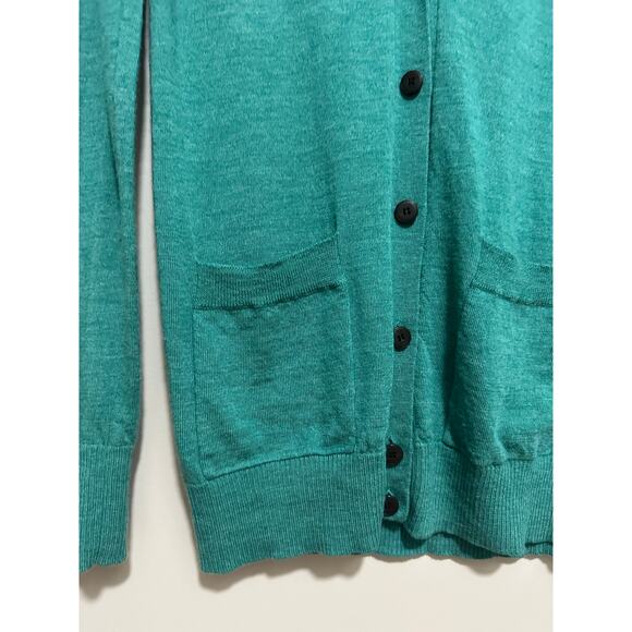 J Crew 100% Merino Wool Cardigan Sweater Women XS Green Grandpa Core 6 Button - Picture 2 of 6